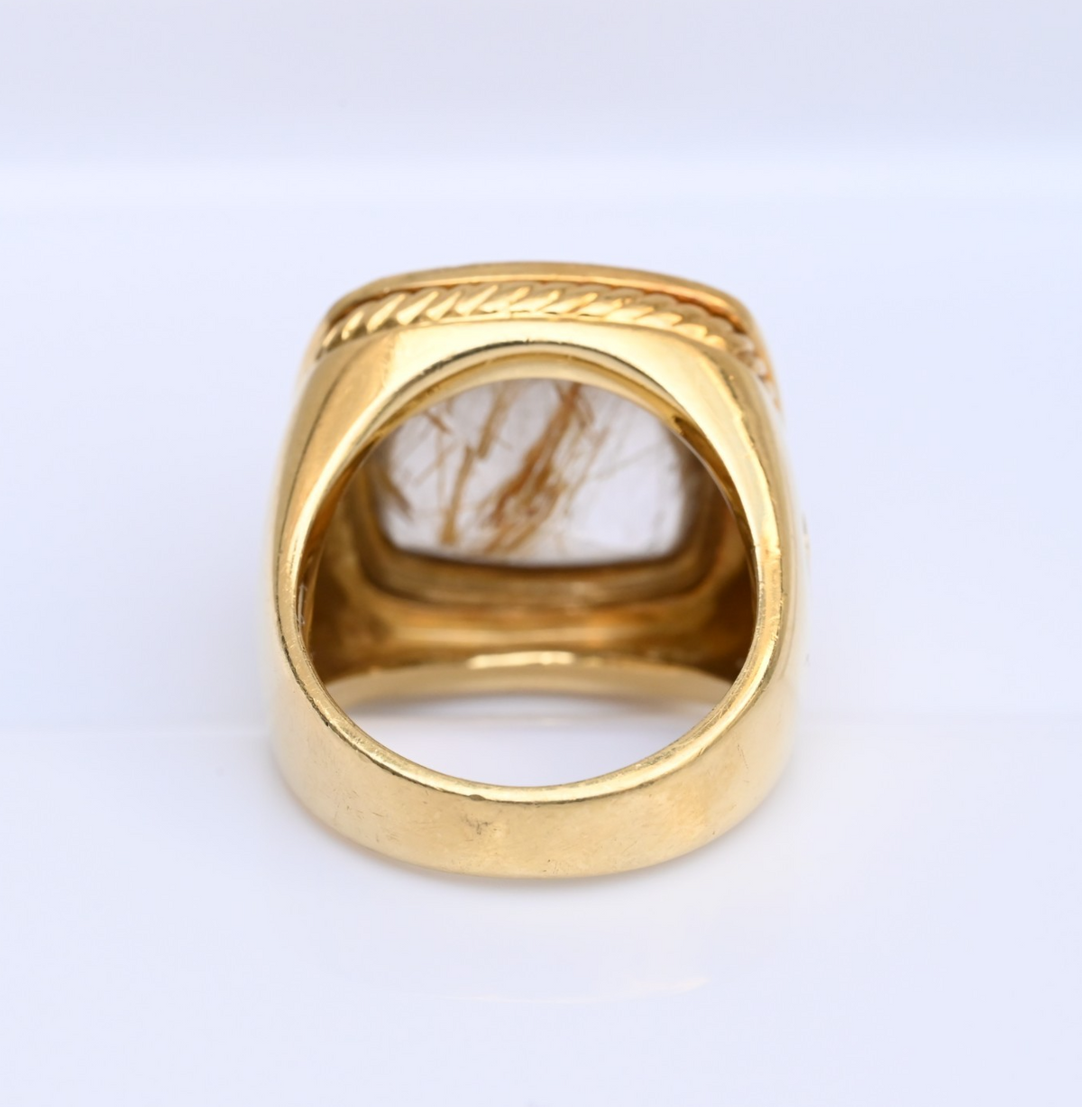 Designer David Yurman Cushion Cut Rutilated Quartz and Diamond 18K Gold Ring6