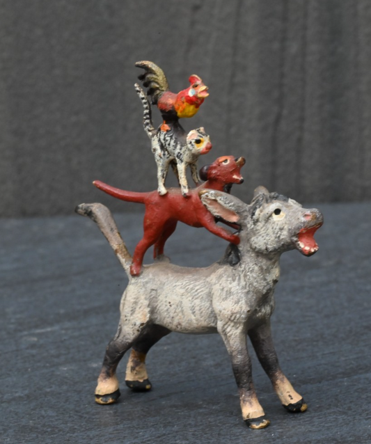 Cute Vintage Austrian Vienna Bronze Figural Group "Musicians of Bremen"1