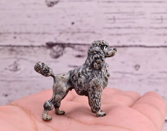Antique Early 1900s Austrian Vienna Cold Painted Solid Bronze Gray Poodle 1