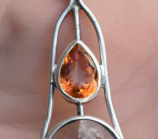 Vintage Signed Sterling Silver Southwest Jewelers Loupe with Pear Shaped Citrine1
