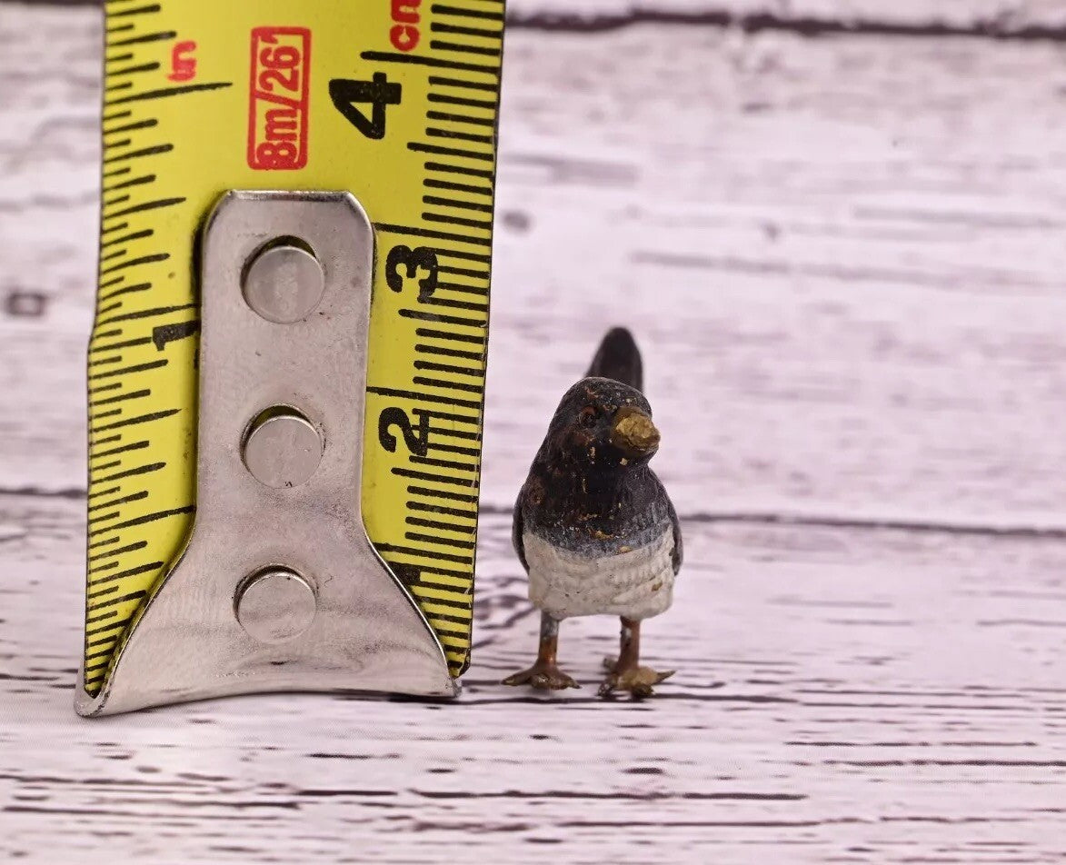 Highly Detailed Antique Austrian Vienna Cold Painted Bronze Small Black Bird14