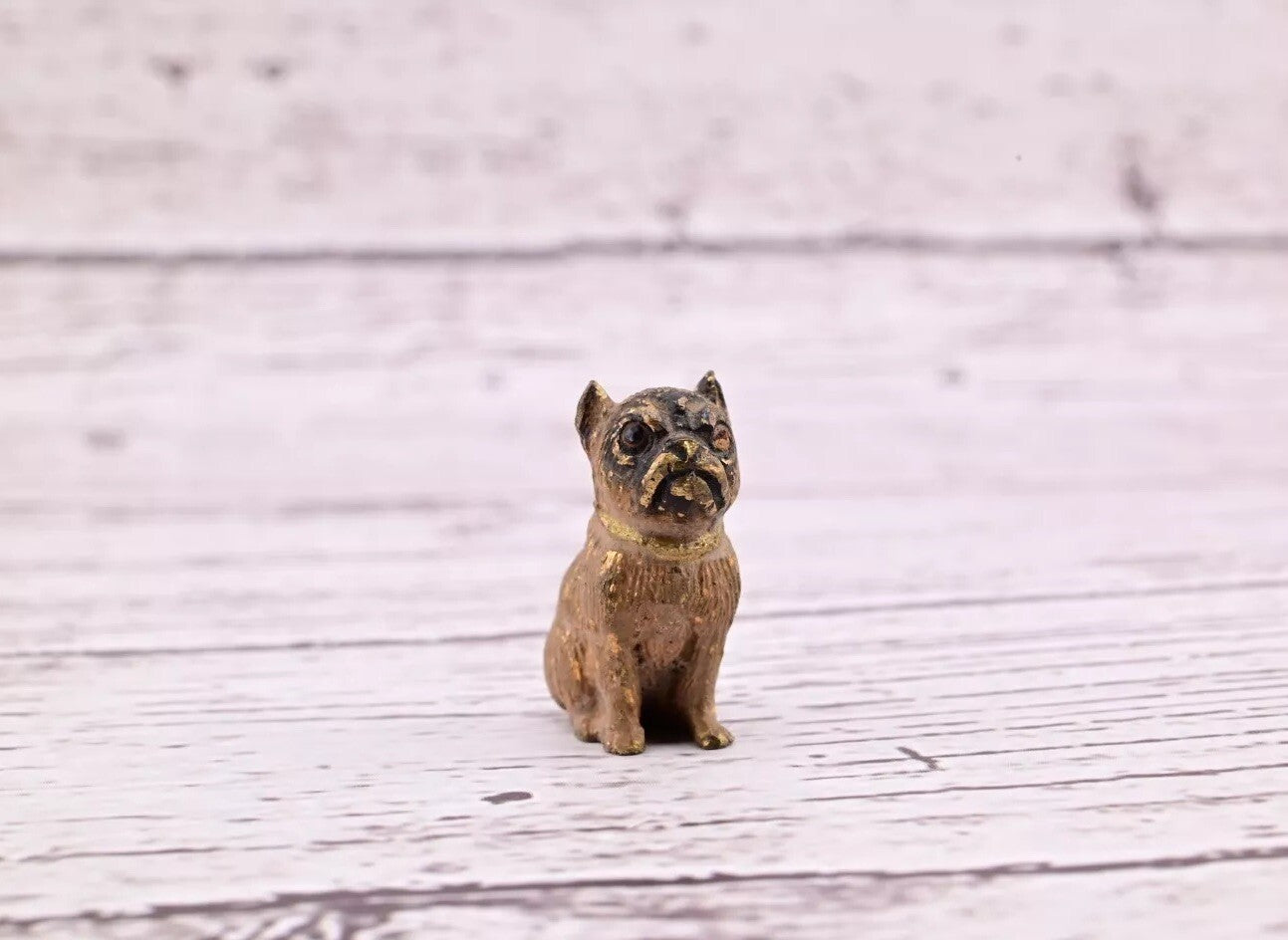 Super Tiny Antique Austrian Vienna Cold Painted Bronze Figure of Detailed Pug11