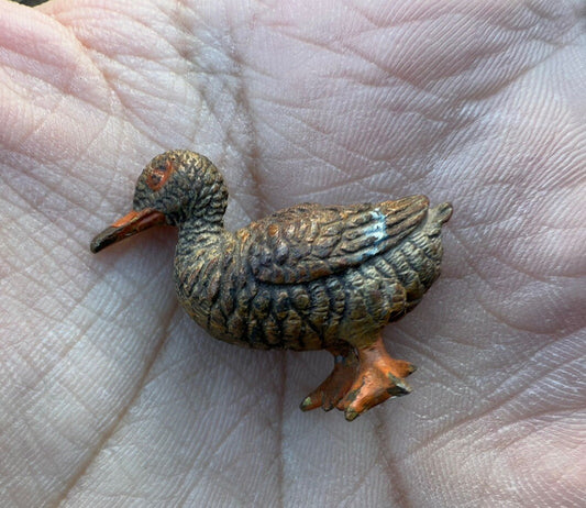 Antique Austrian Vienna Cold Painted Bronze Figure of Miniature Standing Duck1