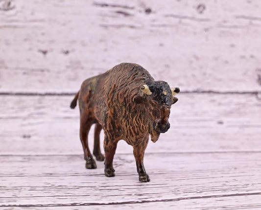 Amazing Antique Austrian Vienna Cold Painted Bronze Figure of American Bison1