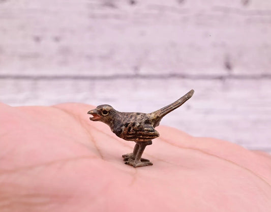 Very Old Antique Austrian Vienna Original Bronze Finish Figure of Miniature Bird1