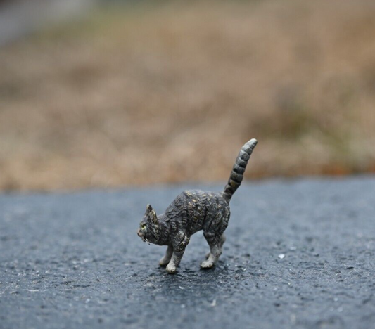 Small Antique Cold Painted Austrian Vienna Solid Bronze Cat1
