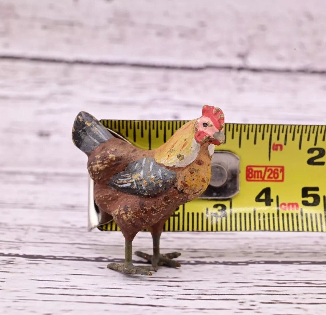 Beautiful Antique Austrian Vienna Cold Painted Bronze Figure of Miniature Hen12