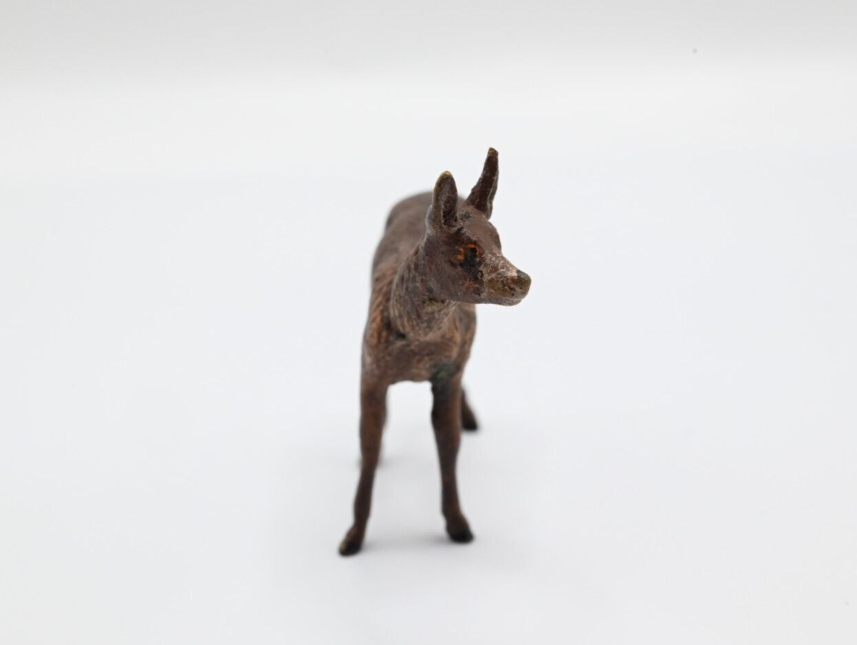 Older Antique Austrian Vienna Cold Painted Bronze Figure of Deer Fawn5