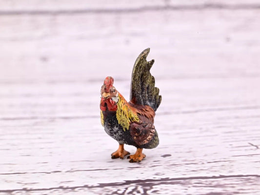Super Nice Antique Austrian Vienna Cold Painted Bronze Figure of Rooster1