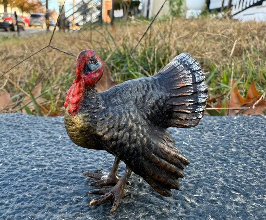 Awesome Antique Austrian Vienna Cold Painted Bronze Figure of Wild Turkey1