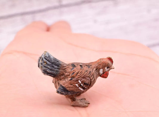 Superb Antique Austrian Vienna Cold Painted Bronze Figure of Brown Chicken Hen1