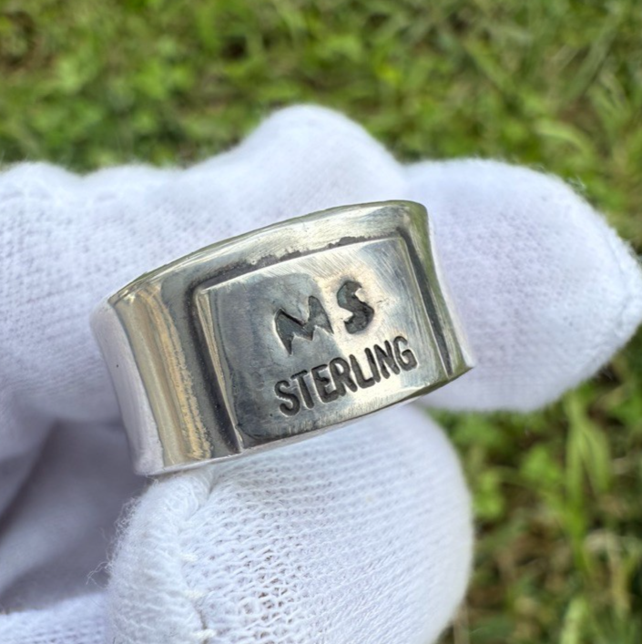 Signed MS Sterling Silver Southwest Jewelers Loupe W/ Heart Shaped Turquoise 4