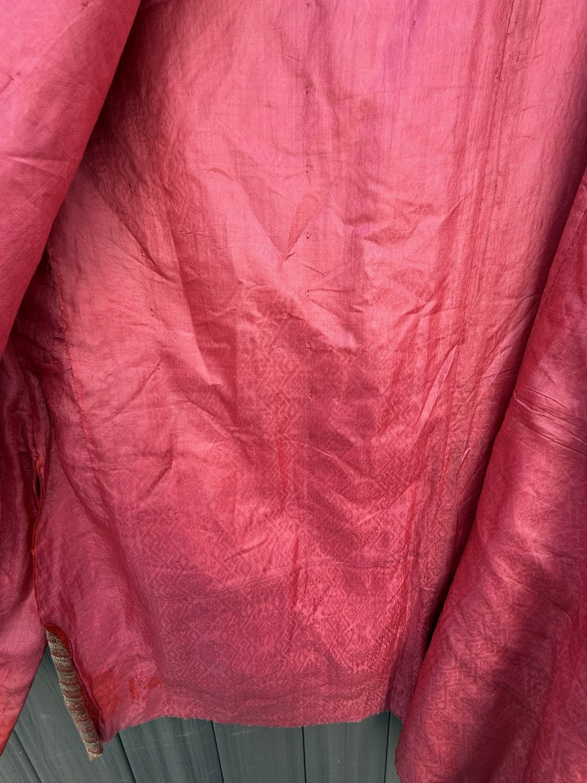 Antique Qing Dynasty Chinese Metallic Silk Embroidery Dragon Robe In Red Color16