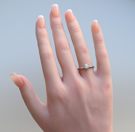 Early Vintage Platinum Engagement Ring Solitaire Diamond .40 ct by Prism- Lite1