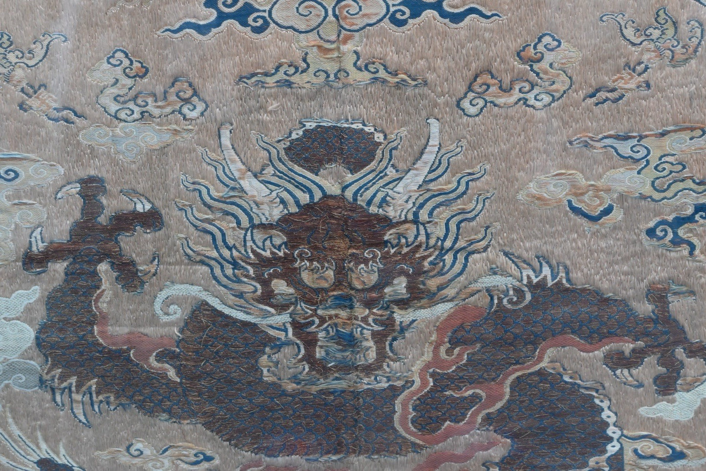 Stunning Glass Framed Ming - Early Qing Dynasty Silk Altar Panel W/ Dragons9