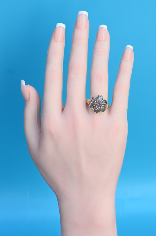 Gorgeous Mystic Fire Topaz Gemstone Floral Design 10K Yellow Gold Ring1
