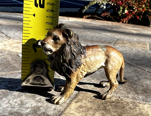 Antique Austrian Vienna Cold Painted Bronze Figure of Standing Lion1