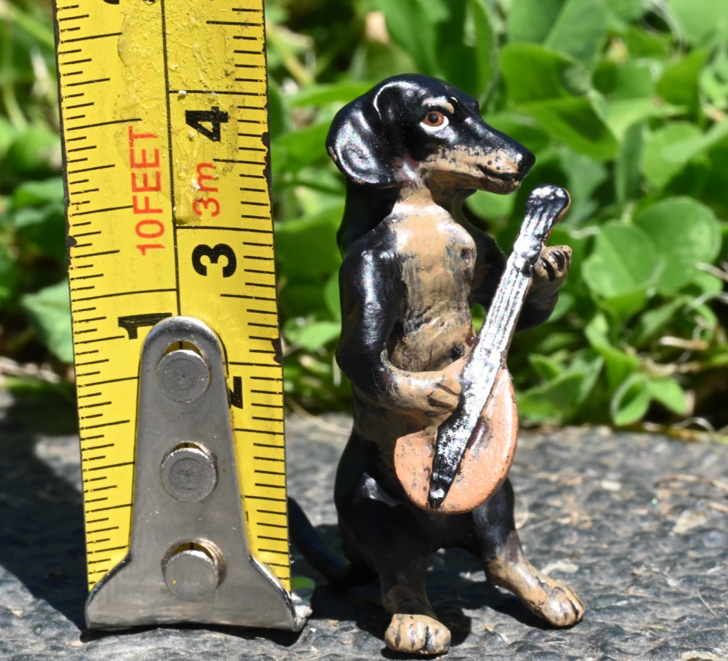 Fritz Bergmann Austrian Vienna Cold Painted Bronze Musical Dachshund w/ Mandolin5
