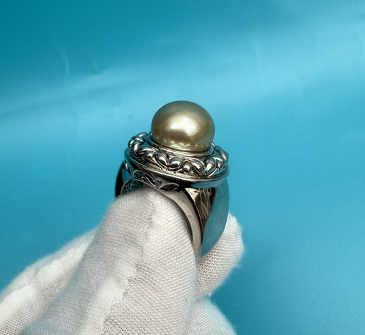 Vintage Honora Pearl & 925 Sterling Silver Ring1