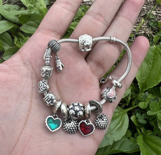 Beautiful Vintage Pandora Sterling Silver 925 Charm Bracelet1