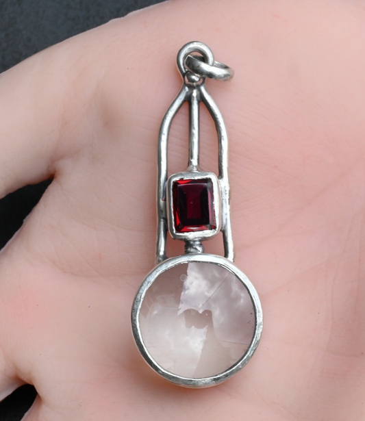 Vintage Signed Sterling Silver & Deep Red Lab Ruby Southwest Jewelers Loupe1
