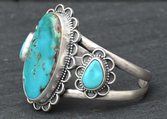 Southwestern Sterling Silver Cuff Bracelet with Sky Blue Turquoise1