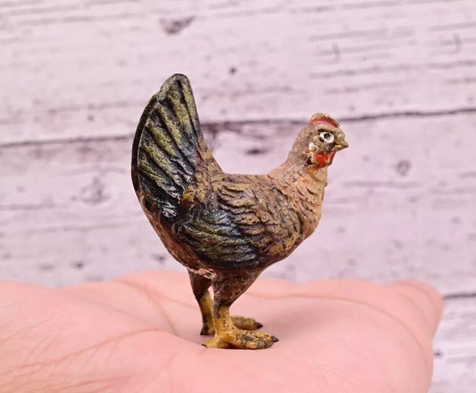 Original High Quality Antique Austrian Vienna Cold Painted Bronze of Hen1
