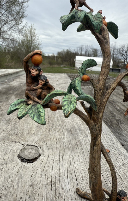 Large 20th C. Fritz Bergmann Austrian Vienna Bronze Group of Monkeys In Tree1