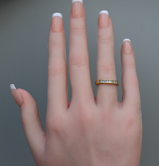 Gorgeous Princess Cut Channel Set Natural Diamond Band in 14K Yellow Gold1
