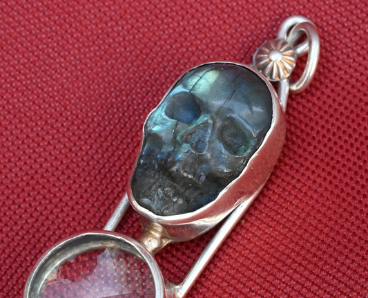 Awesome Signed Sterling Silver Southwest Jewelers Loupe W/ Labradorite Skull1