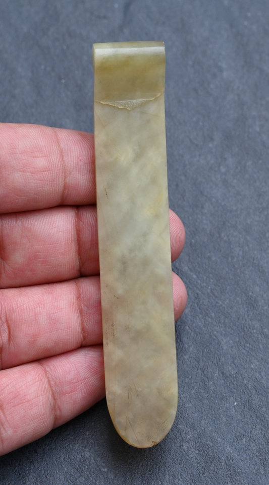 Antique Early 20th Century Chinese Hand Carved Jade Hairpin or Brushrest1