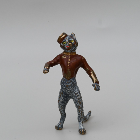 Fun Antique Austrian Vienna Cold Painted Bronze Figure of Cat Hotel Bellhop1