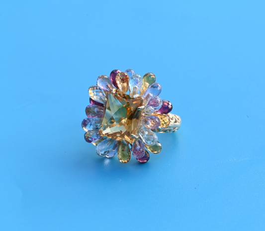 Designer VICTORIA WIECK 14K Yellow Gold & Faceted Multi Gemstone Ring1