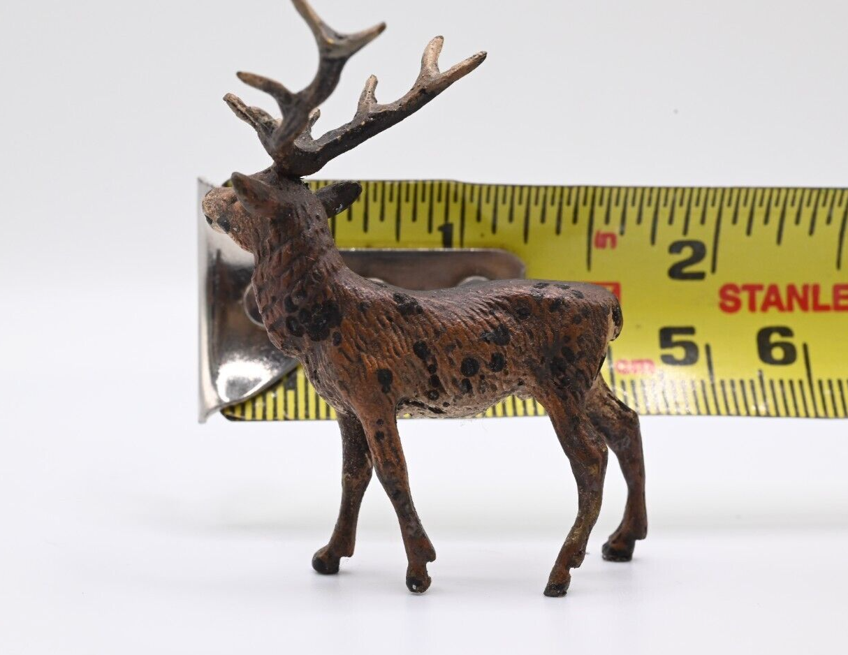 Majestic Antique Austrian Vienna Cold Painted Bronze Figure of Deer Buck9
