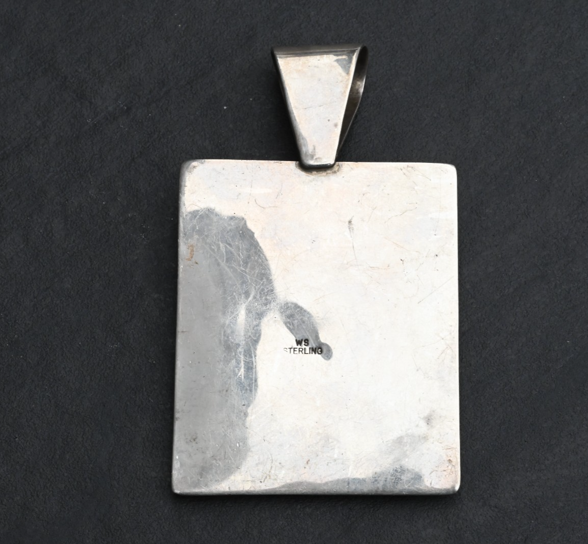 Lovely Sterling Silver Southwestern Turquoise Necklace Pendant Signed WS4