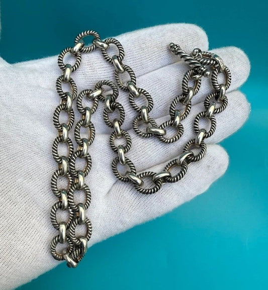 Well Made & Sturdy Vintage Chinese Sterling Silver Chain Necklace #21