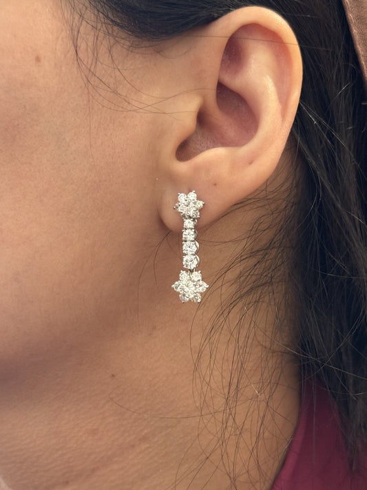 High Quality Natural Diamond Detachable Floral Drop Earrings 3.7ct IGI Certified1