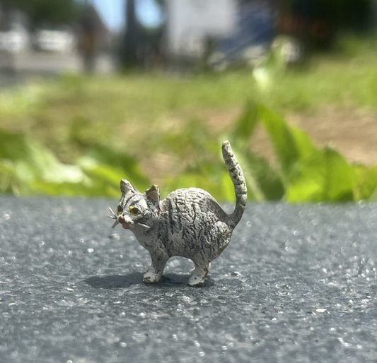 Cute Austrian Vienna Cold Painted Bronze Figure of a Small Standing Cat1