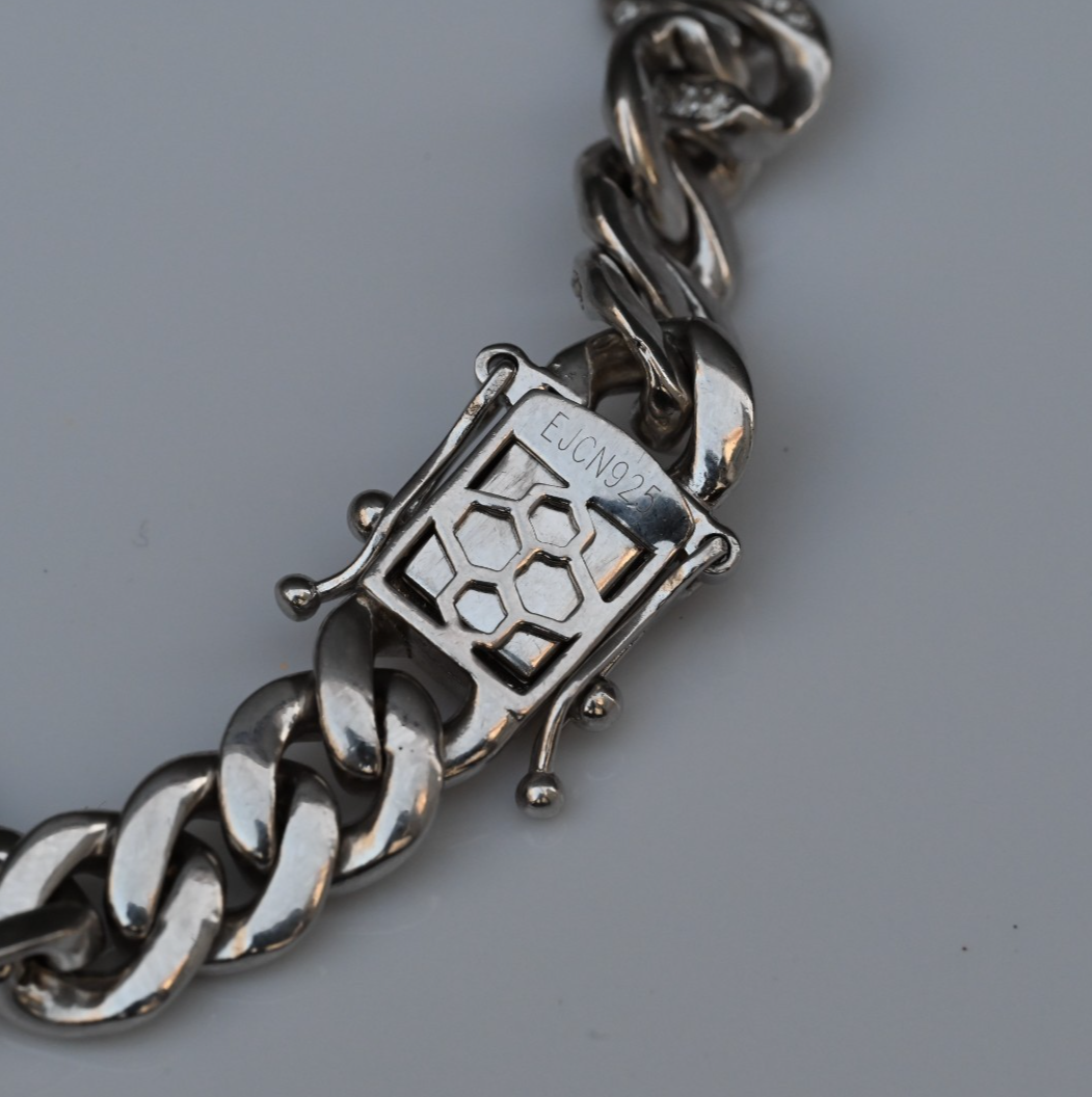 Beautiful Iced-out Box Clasp Pave-set CZ on Sterling Silver Necklace3