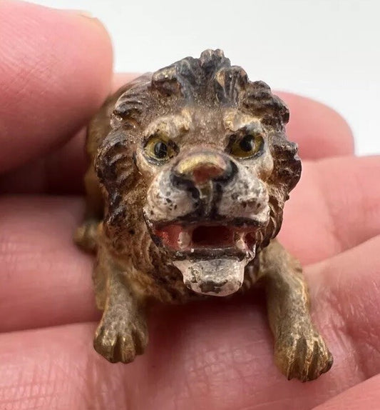 Super Awesome Austrian Vienna Small Miniature Lion Antiques 1900s Cold Painted1