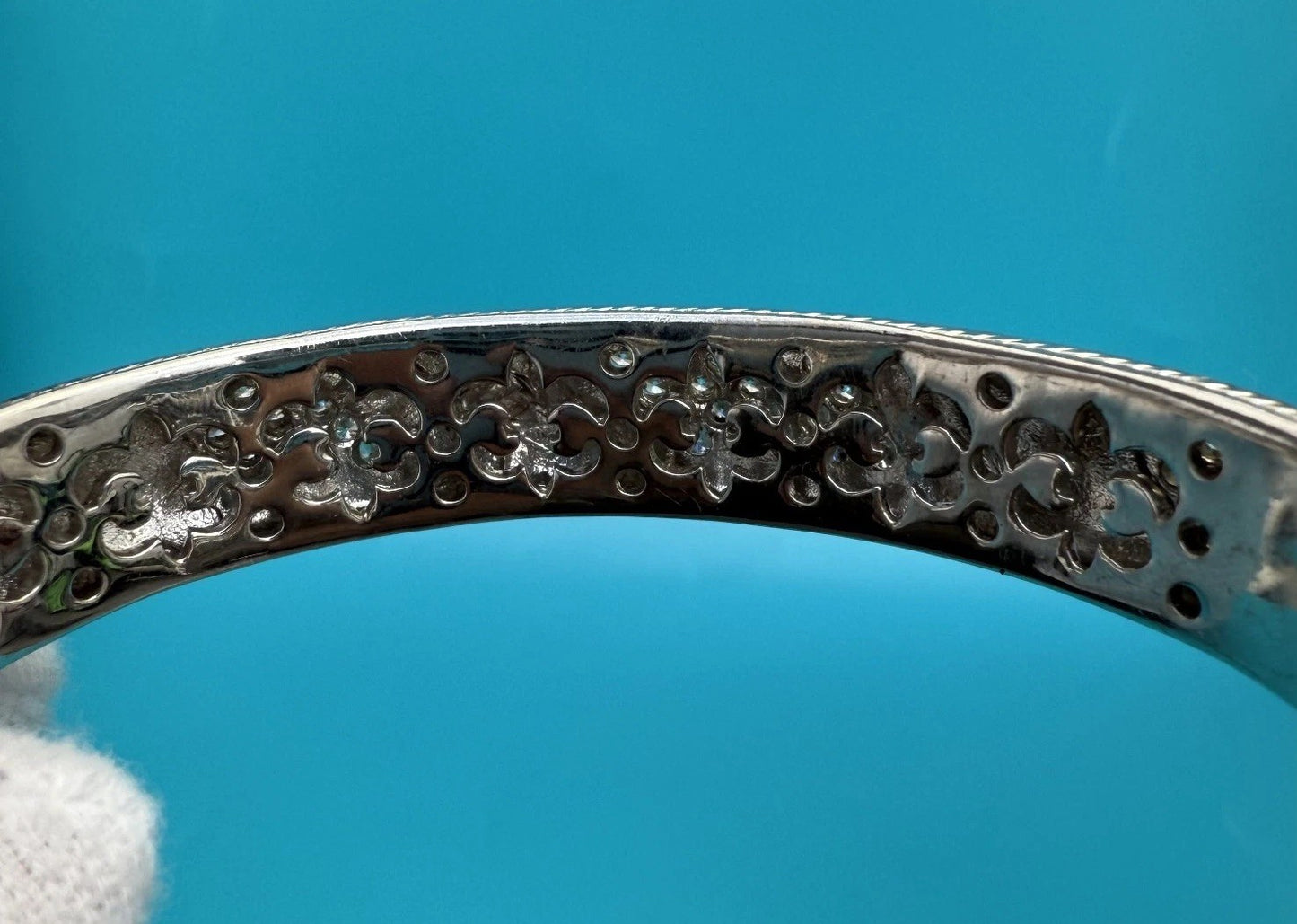 Gorgeous Vintage Judith Ripka Sterling Silver 925 Diamante CZ Cuff Bracelet 9