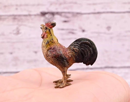 Gorgeous Antique Austrian Vienna Cold Painted Bronze Figure of Roost1