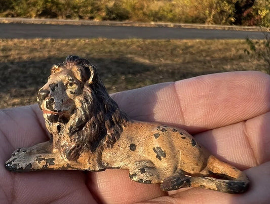 Antique Austrian Vienna Cold Painted Bronze Figure of Resting Lion1
