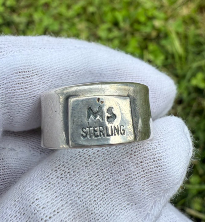 Signed MS Sterling Silver Southwest Jewelers Loupe W/ Moss Agate4