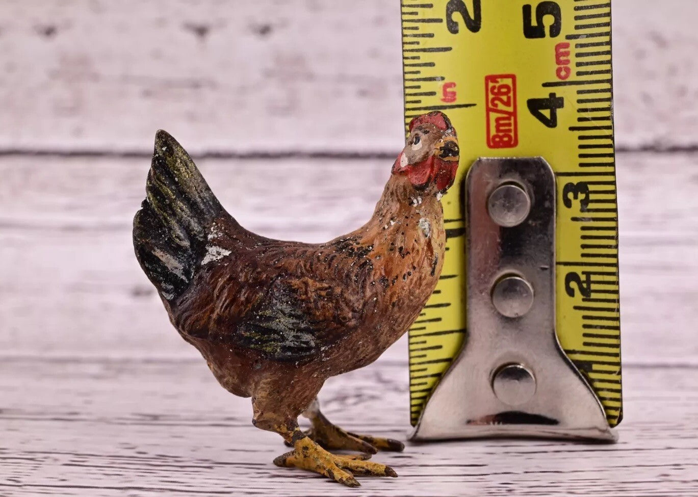 Lovely Antique Austrian Vienna Cold Painted Bronze Figure of Brown Hen Chicken14