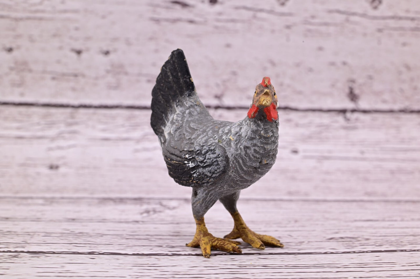 Wonderful Antique Austrian Vienna Cold Painted Bronze Figure of Black & Gray Hen13