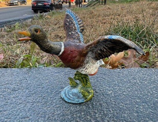 Antique Austrian Vienna Cold Painted Bronze Figure of Flying Mallard Duck1