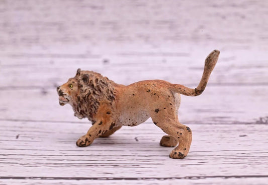 Cute Tiny Antique Austrian Vienna Cold Painted Bronze Figure of Ferocious Lion1
