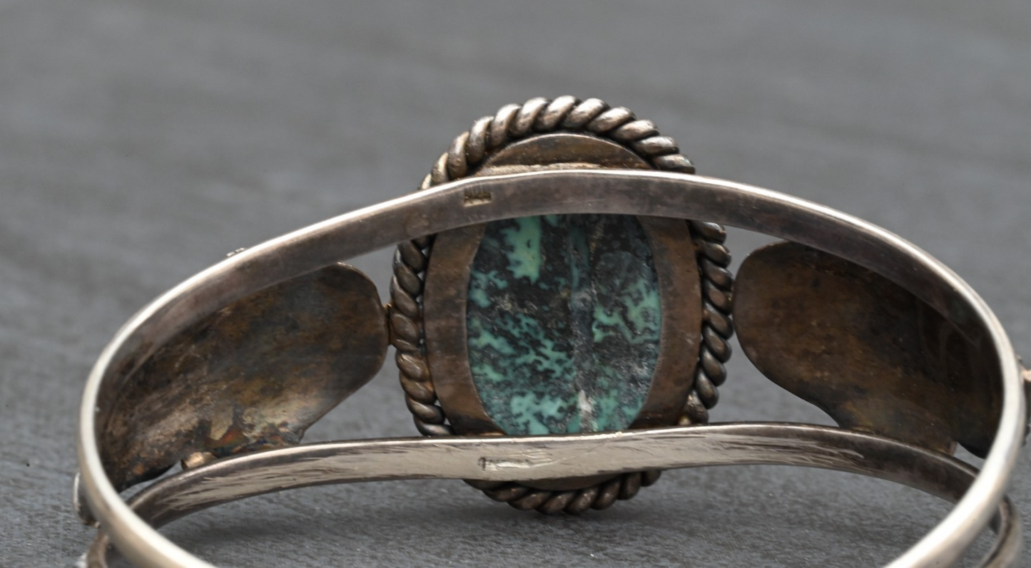 Amazing Southwestern Sterling Silver Cuff Bracelet with Turquoise & Lapis3