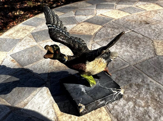 Antique Austrian Vienna Cold Painted Bronze Figure of Flying Duck1